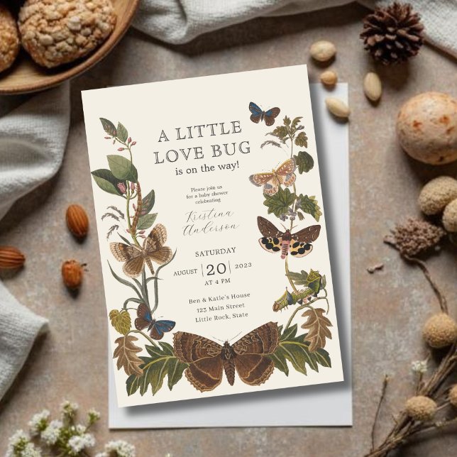 Convite de Chás de Bebê Little Love Bug Woodland (Criador carregado)