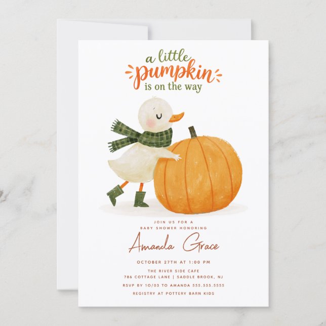 Convite de Chás de Bebê Little Pumpkin Fall (Frente)