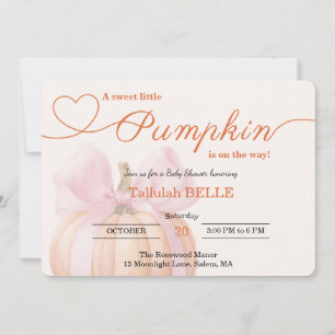 Convite de Chás de Bebê Little Pumpkin – Laço Rosa