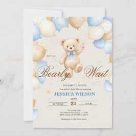 Convite de Chás de Bebê "Mal posso Esperar" Urso d