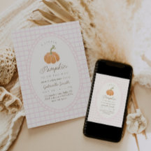 Convite de Chás de Bebê Menina Little Pumpkin Rosa