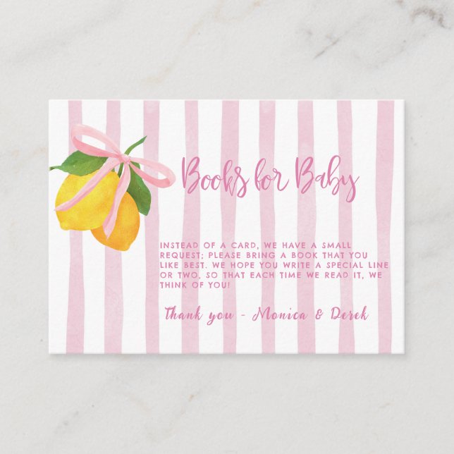 Convite de Chás de Bebê Meninas Ciao Baby Lemon Bo (Frente)