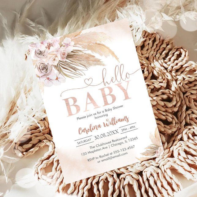 Convite de Chás de Bebê Menino Olá Pampas Baby (Criador carregado)