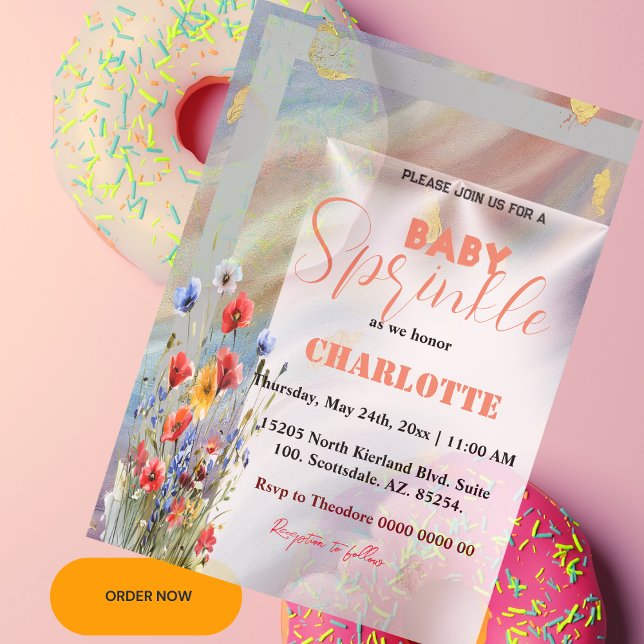 Convite de Chás de Bebê moderno e elegante para me (baby sprinkle card)