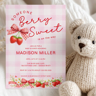 Convite de Chás de Bebê Morango Doce Berry