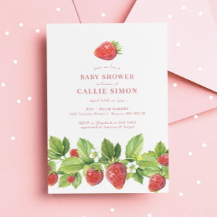 Convite de Chás de Bebê Morango Doce Fruta