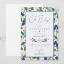 Convite de Chás de Bebê Oh Baby Blueberry