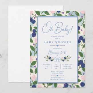 Convite de Chás de Bebê Oh Baby Blueberry