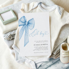 Convite de Chás de Bebê 'Oh Boy Blue Bow'