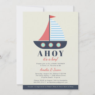 Convite de Chás de Bebê para Casais - Ahoy É um Me