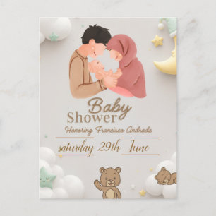 Convite de Chás de Bebê para Casal Fofo com Teddy