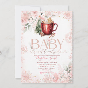 Convite de Chás de Bebê para Chocolate Quente Rosa