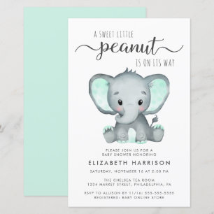 Convite de Chás de Bebê para Elefante de Moeda Orç