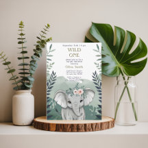 Convite de Chás de Bebê para Elefante Safari do Pr