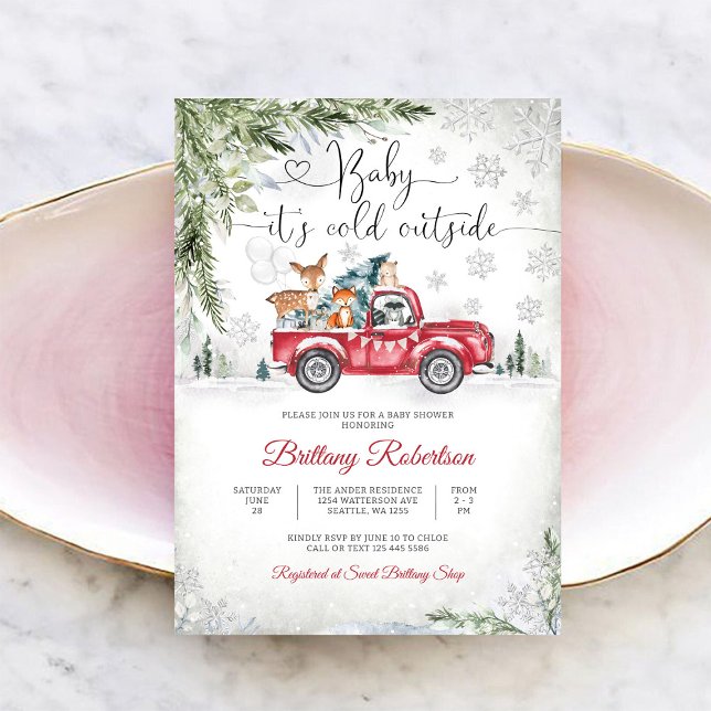 Convite de Chás de Bebê para Floresta de Inverno (Criador carregado)
