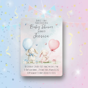 Convite de Chás de Bebê para Gêmeos Menino e Menin