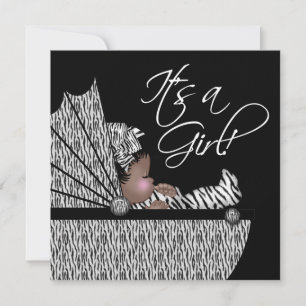 Convite de Chás de Bebê para Menina Zebra Fofa