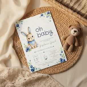 Convite de Chás de Bebê para Menino Blue Bunny Boy