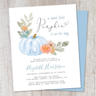 Convite de Chás de Bebê para Menino Little Pumpkin
