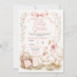 Convite de Chás de Bebê Pato Pateta com Laço Rosa