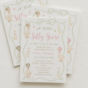 Convite de Chás de Bebê Pato Silly Rosa