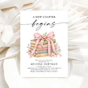 Convite de Chás de Bebê Pink Bow Books Um Novo Cap