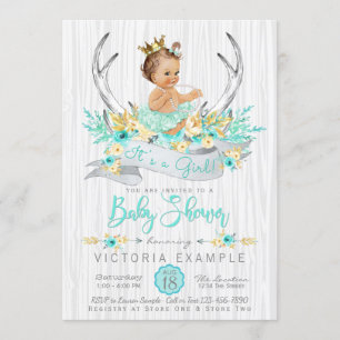 Convite de Chás de Bebê Princesa Boho com Galhada