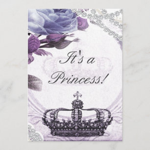 Convite de Chás de Bebê Princesa Vintage Lavanda
