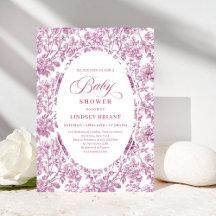 Convite de Chás de Bebê Rosa Dourado Elegante e So