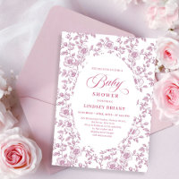 Convite de Chás de Bebê Rosa Pó Rosa Padrão