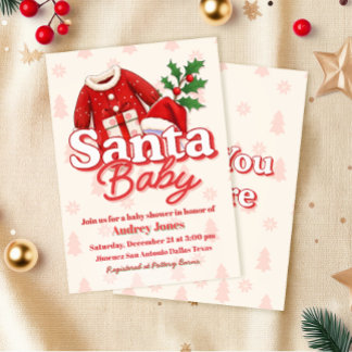 Convite de Chás de Bebê Santa Baby