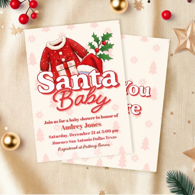 Convite de Chás de Bebê Santa Baby (Criador carregado)