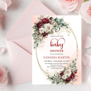 Convite de Chás de Bebê Soft Marsala Floral