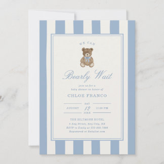 Convite de Chás de Bebê Tema Urso Bearly Wait Baby