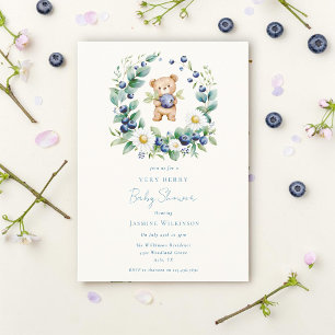 Convite de Chás de Bebê Urso Aquarela Muito Berry