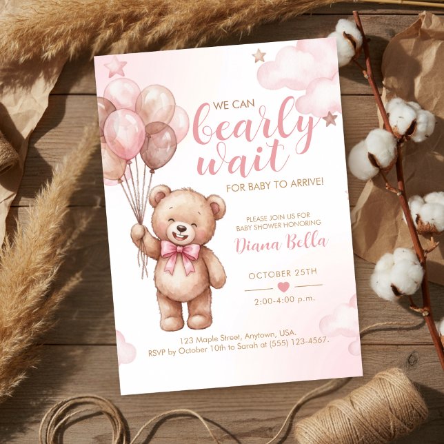 Convite de Chás de Bebê Urso de Pelúcia (Criador carregado)