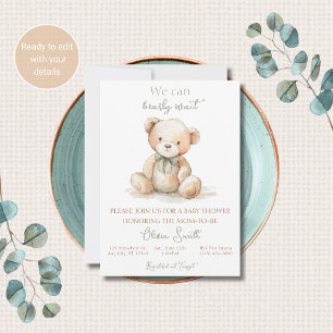 Convite de Chás de Bebê Urso Teddy Bearly Wait