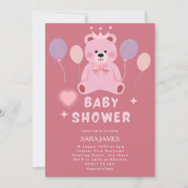 Convite de Chás de Bebê Urso Teddy Doce