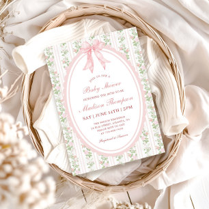 Convite de Chás de Bebê Vintage Rosa Grandmillenia