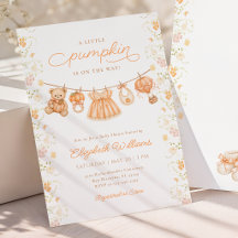 Convite de Chás de Bebê Wildflower Little Pumpkin