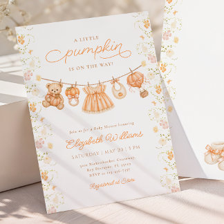 Convite de Chás de Bebê Wildflower Little Pumpkin