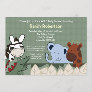 Convite de Chás de Bebê Zanzibar Jungle Crew 5x7