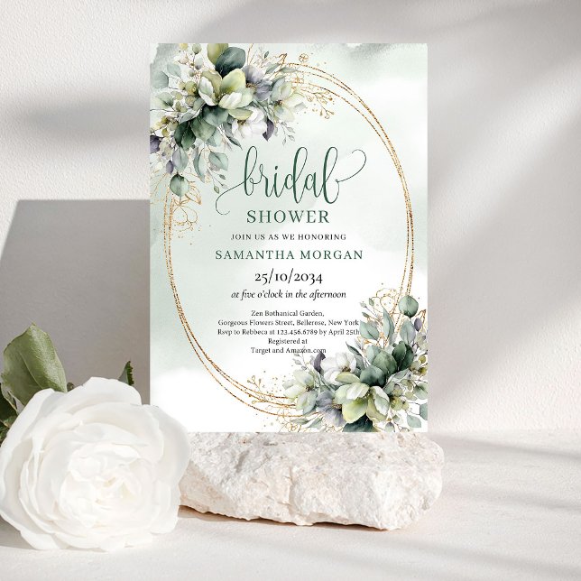 Convite de Chás de Noiva Boho Dourado Celebração C (Chic Celebration Boho Gold Bridal Shower Invitation)