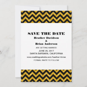 Convite de Chevron Glitter Save the Date, Amarelo