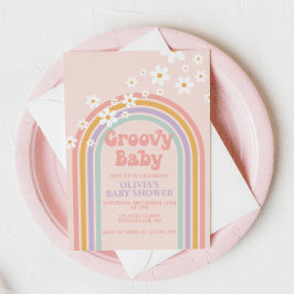 Convite de Churrasco Baby Pastel Arco-íris Groovy