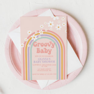 Convite de Churrasco Baby Pastel Arco-íris Groovy 