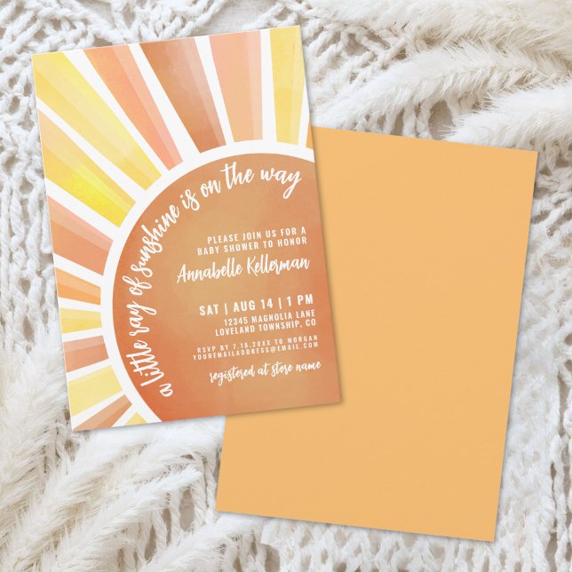 Convite de Churrasco Boho Baby Pequeno Raio de Sol (Little Ray Of Sunshine Boho Baby Shower Invitation)