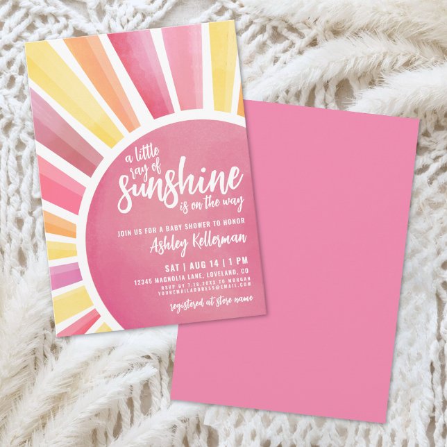 Convite de Churrasco Boho de Pequeno Raio de Sol B (Little Ray Of Sunshine Boho Baby Shower Invitation)