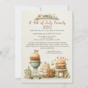 Convite de Churrasco de 4 de Julho Elegante – Arte