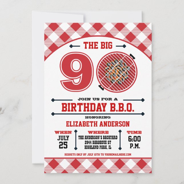 Convite de Churrasco de 90º Aniversário (Frente)